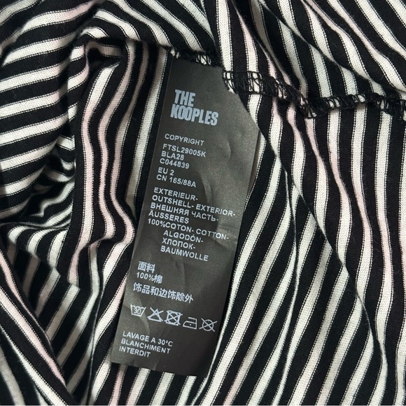 NWT The Kooples LONG-SLEEVED STRIPED TEE Size 2 (M) Crest Black White Fitted - Picture 10 of 11